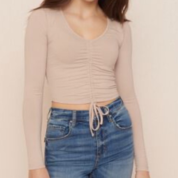 Garage Dusty Pink/Nude Ruched Front Crop Top - Picture 5 of 6